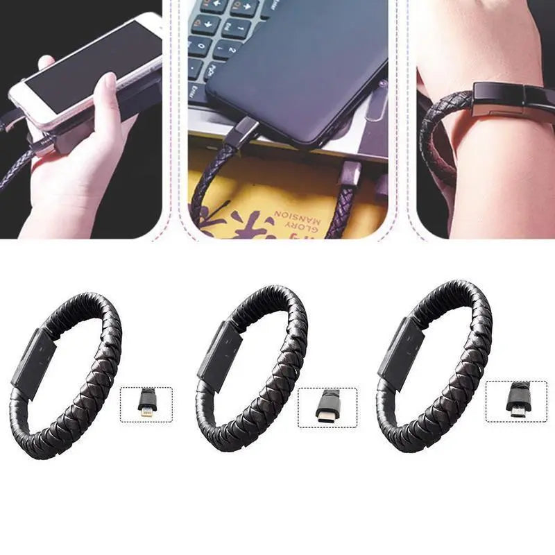 Bracelet chargeur USB connecté à un smartphone pour une charge rapide et pratique