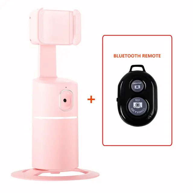 Gimbal suivi de visage rose avec base rotative et commande gestuelle