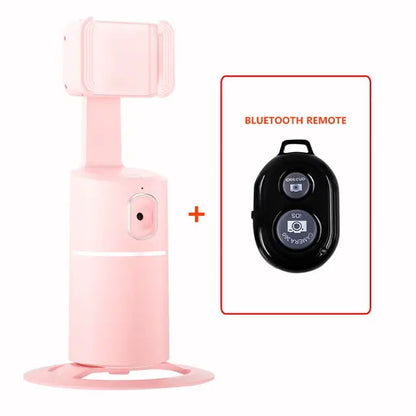 Gimbal suivi de visage rose avec base rotative et commande gestuelle