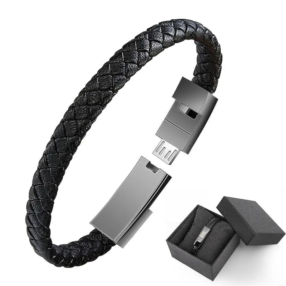 USB Bracelet Charger – Leather Design Gadget-3