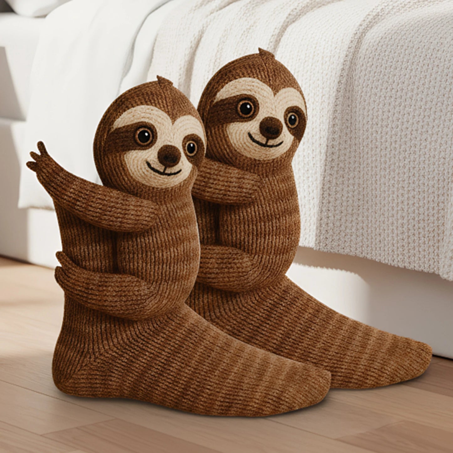 3D Cute Animals Hug Sock Knit Koala Sloth Cat Animal Socks Fall Winter Handmade Crocheted Warm Cozy Funny Socks Novelty Stocking