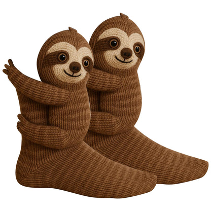 3D Cute Animals Hug Sock Knit Koala Sloth Cat Animal Socks Fall Winter Handmade Crocheted Warm Cozy Funny Socks Novelty Stocking