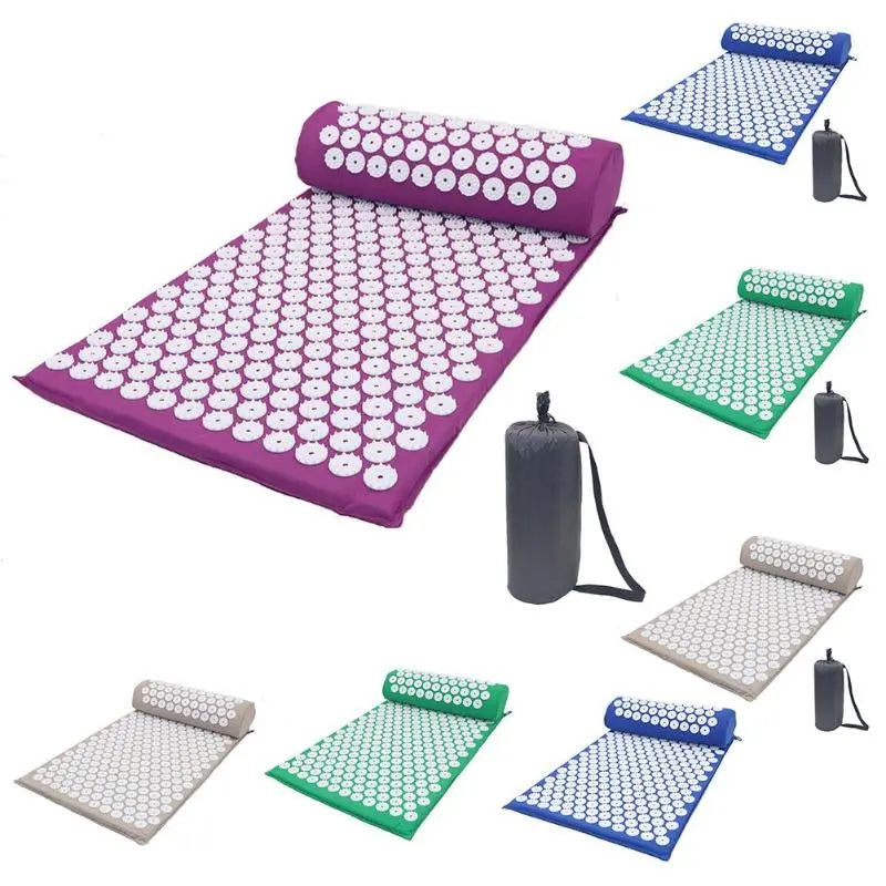 Tapis d’acupression noir avec picots de massage, Yoga Mat & Massage 
